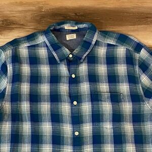 Lucky Brand Flannel Shirt Mens XL Plaid Button Up Double Knit California Fit